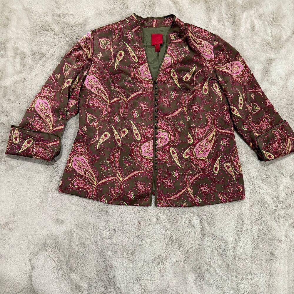 JS Collections Women's Paisley Silk Jacket Size 18‎ Canada Cottagecore